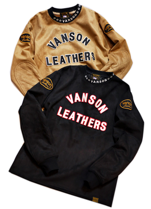 画像1: VANSON (バンソン） 起毛プレーティング(フェイクスウェード）トレーナー  刺繍 ワッペン NVLT-2217 (1)