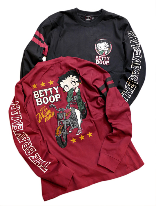 THE BRAVEMAN / BETTY BOOP コラボ ベティー 刺繍 長袖Tシャツ BBB-2301