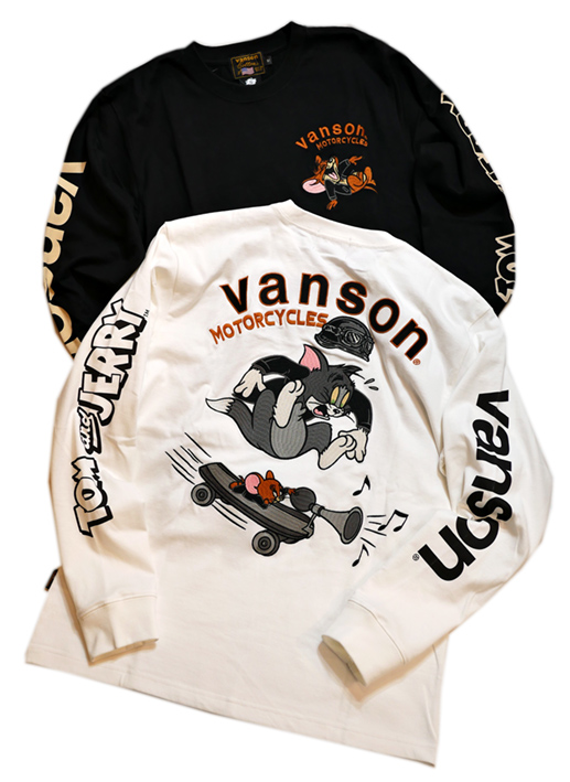 画像1:   VANSON (バンソン）tom&jerry コラボ  刺繍 長袖Tシャツ  TJV-2303 (1)