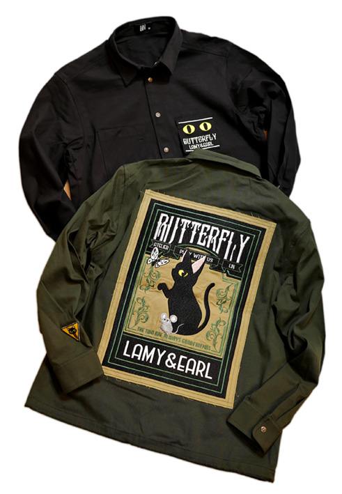 画像1: LIN (リン） Lamy and Earl トランプのパッケージ風 ツイルシャツ  AL-75080 (1)