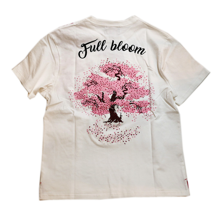 画像1: 錦 NISHIKI  [ 大桜  ]  総刺繍 Tシャツ 523359 ホワイト (1)