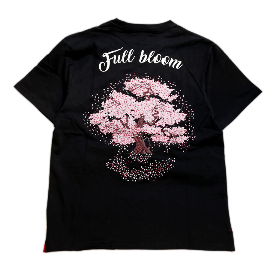 画像1: 錦 NISHIKI  [ 大桜  ]  総刺繍 Tシャツ 523359 ブラック (1)