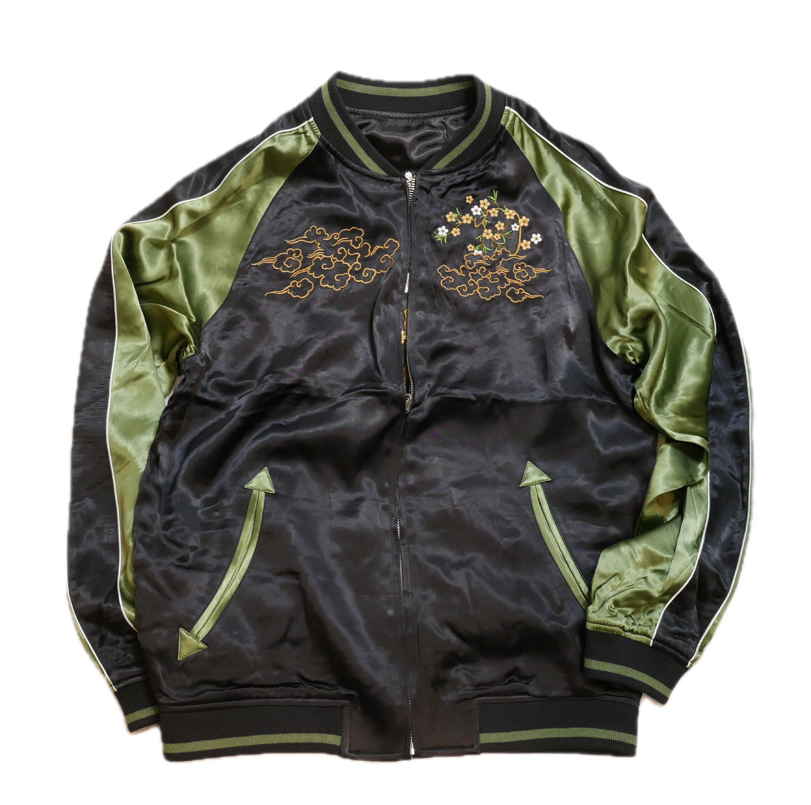 【希少】イオラニ 横浜 月 桜 刺繍 リバーシブル スカジャン サイズM Mサイズ]鯉と鬼若丸柄刺繍リバーシブルスカジャン【送料無料